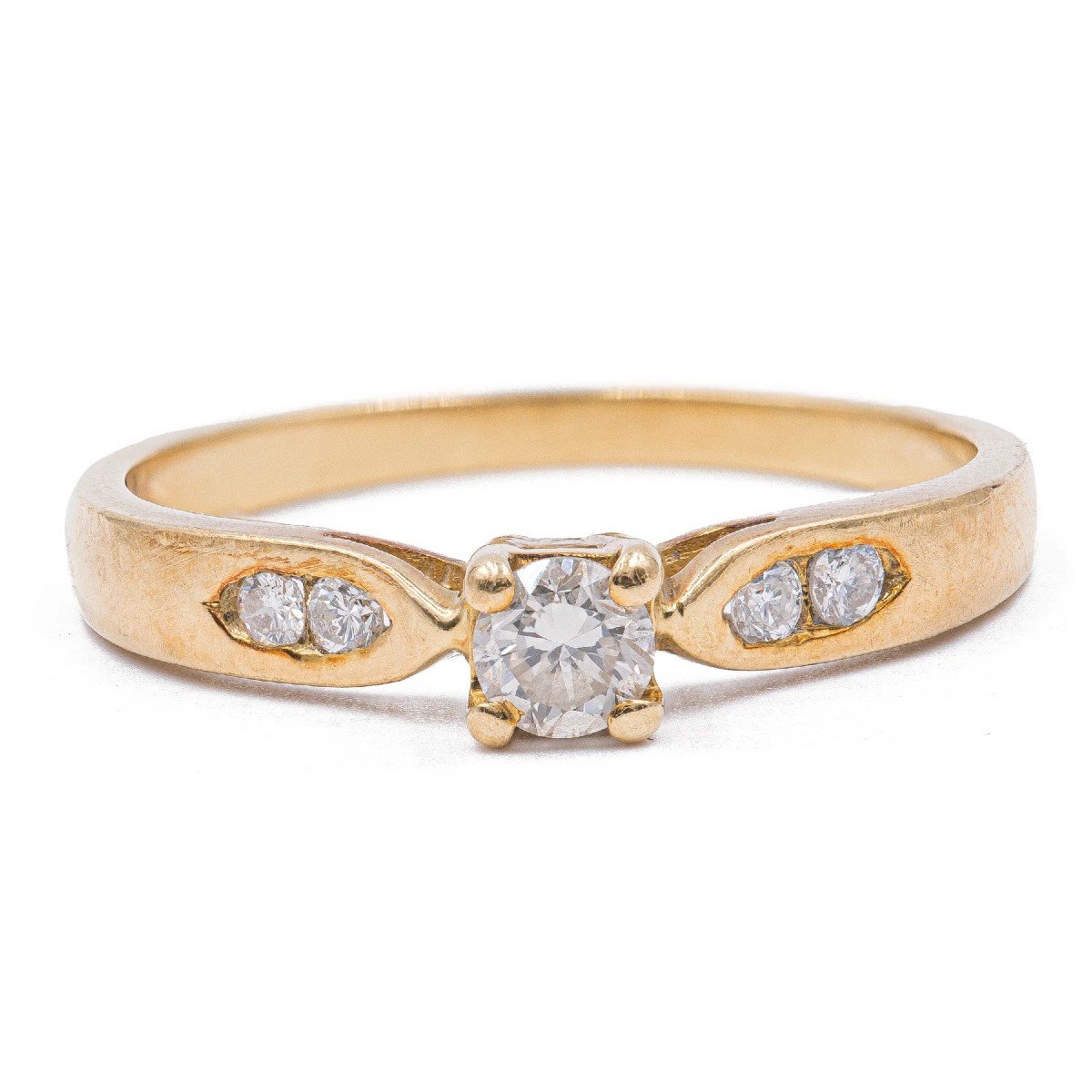 Bague Vintage En Or Jaune 18 K Et Diamants (0.19 Ct)