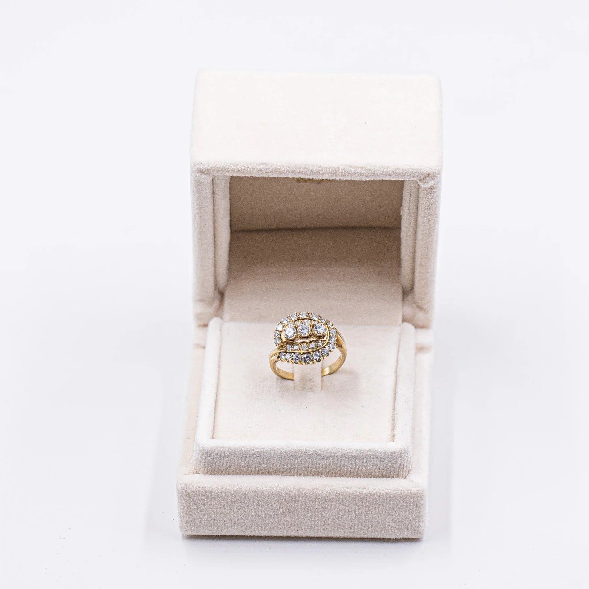 Bague Vintage En Or Jaune 14 Carats Et Diamants (1.80 Ct)-photo-1