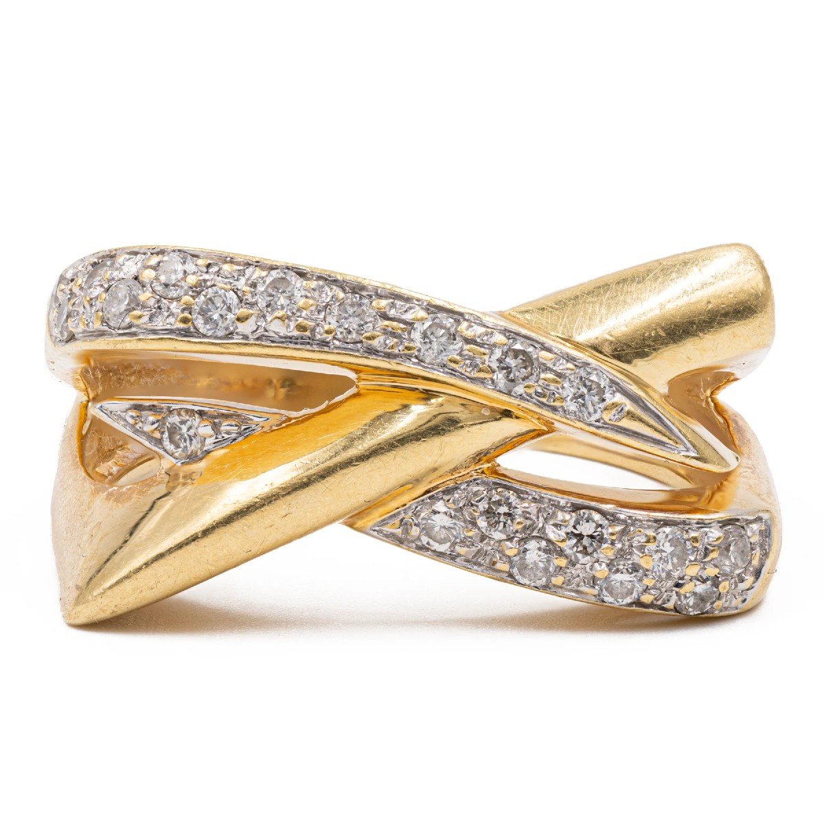 Bague Vintage En Or Jaune 18 Carats Et Diamants (0.20 Ct), 70