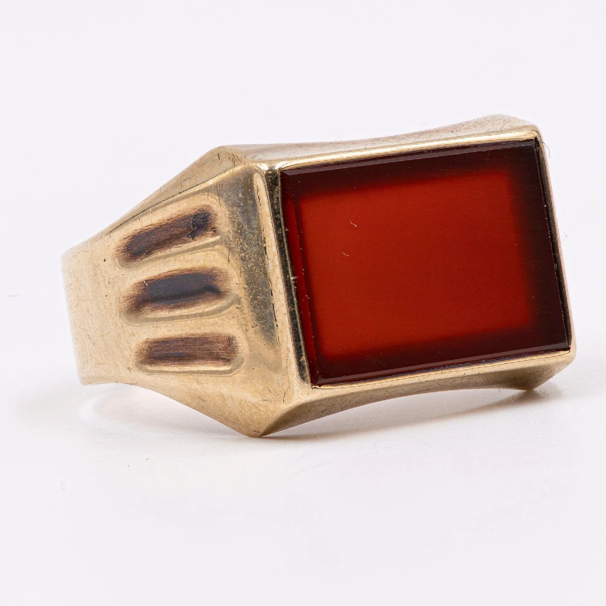 Vintage Men's 8k Gold And Carnelian Ring, 40s/50s-photo-4