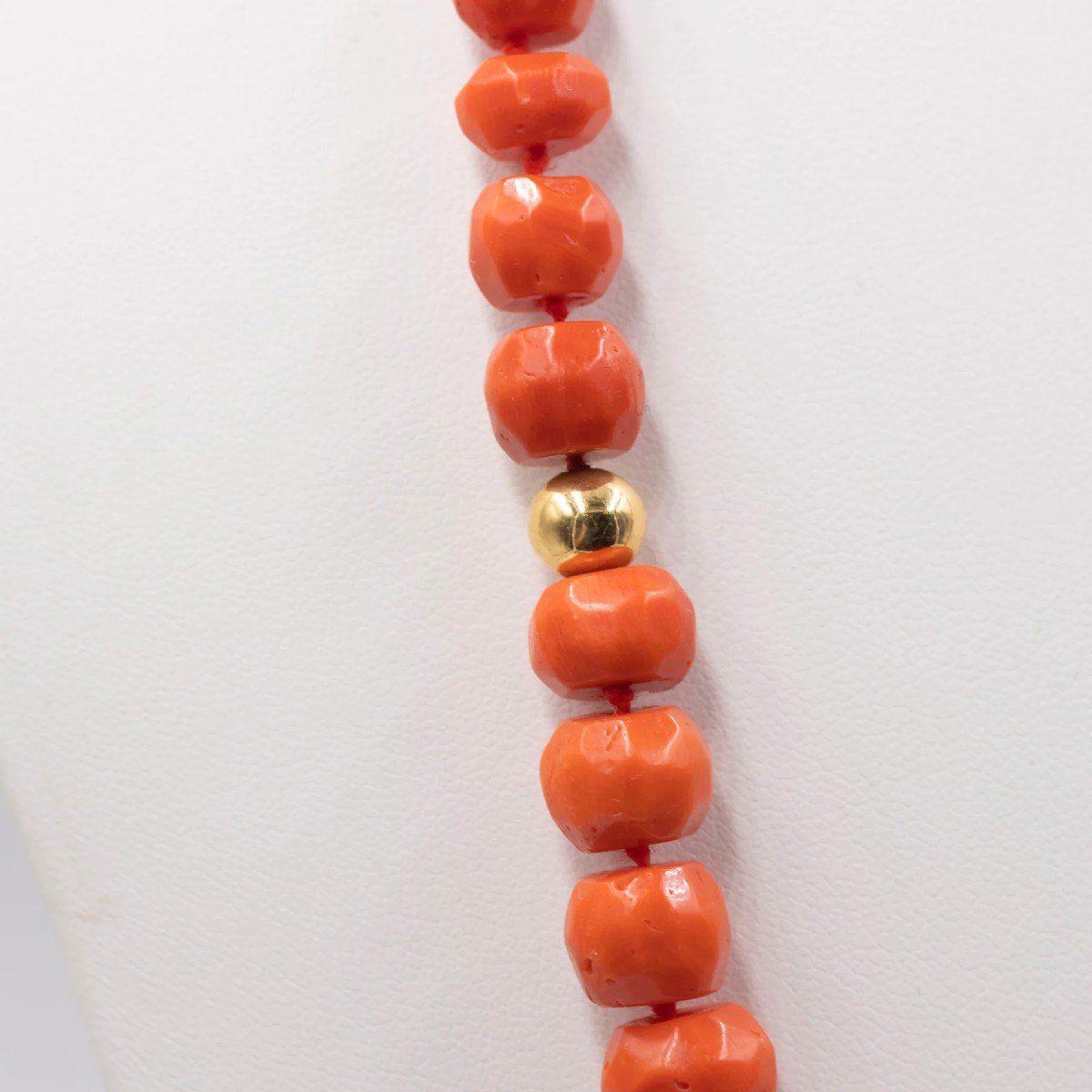 Collier Vintage En Corail Rouge Et Or Jaune 18 Carats, 70-photo-2