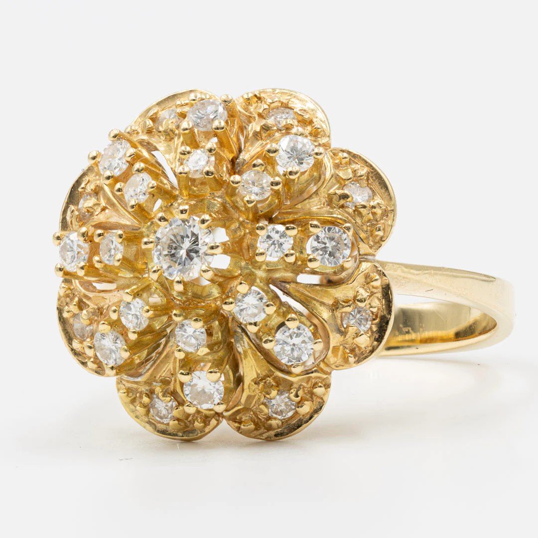 Bague Vintage En Or Jaune 18 Carats Et Diamants (0.50 Ct), 70-photo-3