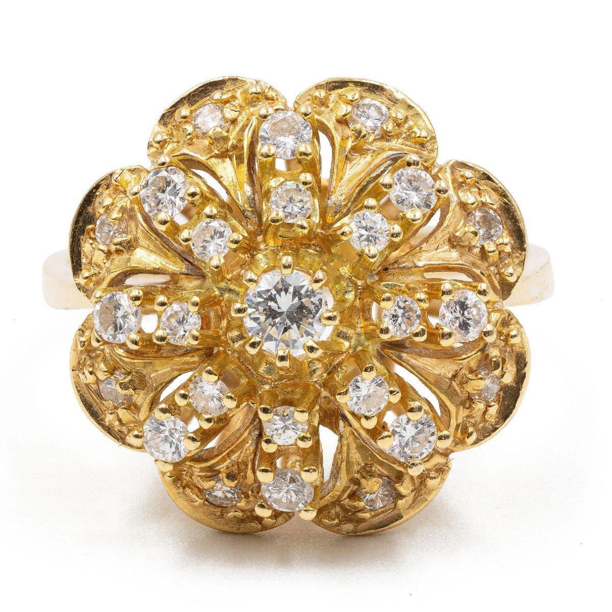 Bague Vintage En Or Jaune 18 Carats Et Diamants (0.50 Ct), 70