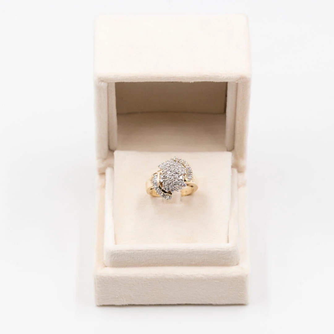 Vintage 14k Yellow Gold Diamond Ring (1,24ctw), 70s-photo-1