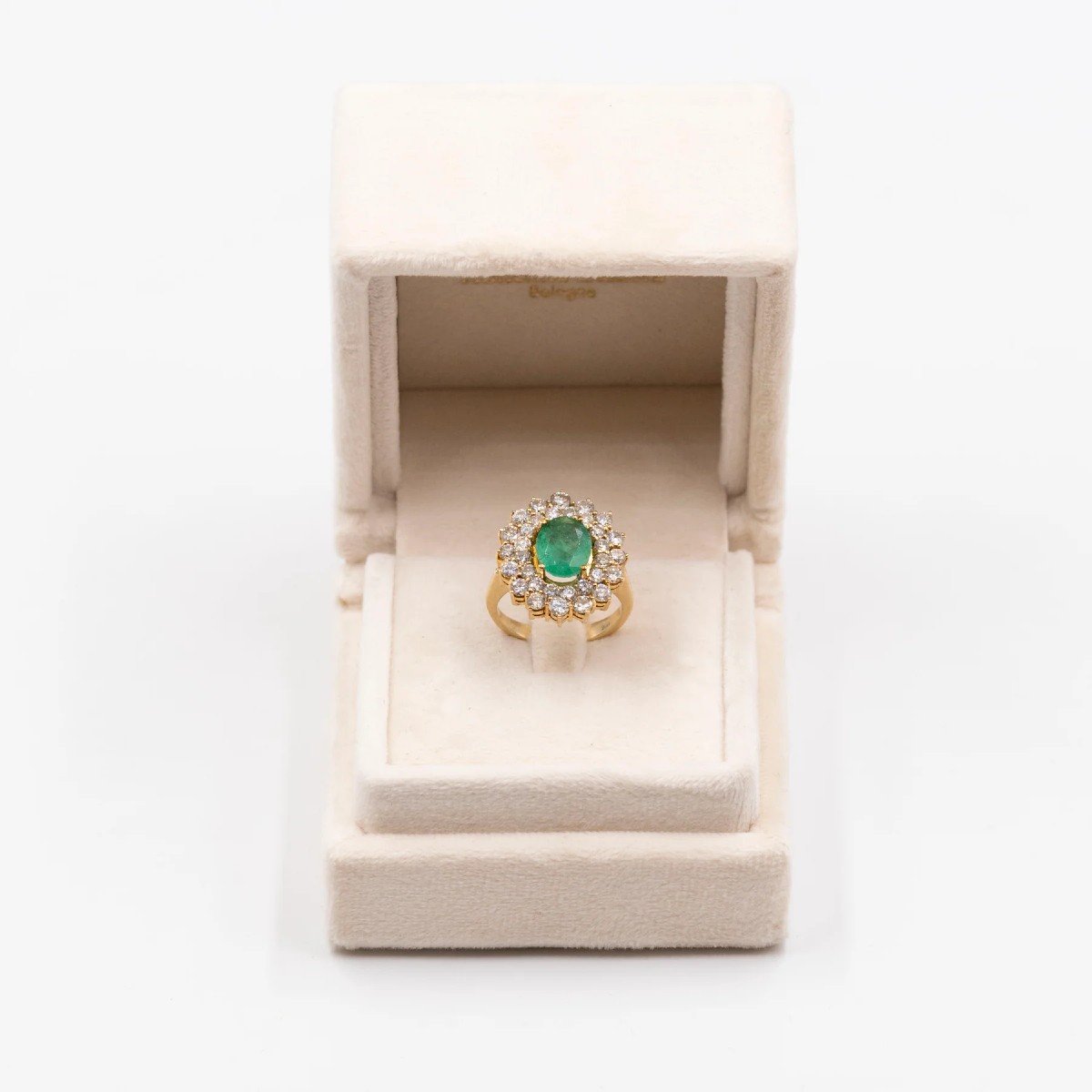 Vintage 18k Yellow Gold Daisy Ring With Emerald (2ct) And Diamonds (1.92ctw), 60s-photo-3