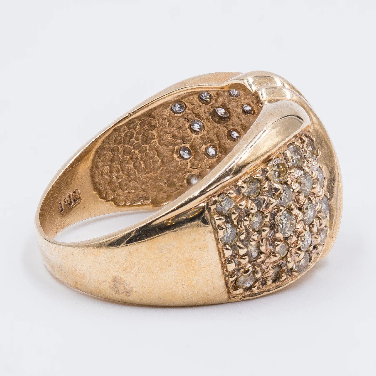 Vintage 14k Gold Bicolor Pavé Diamond Ring, 1980s-photo-2