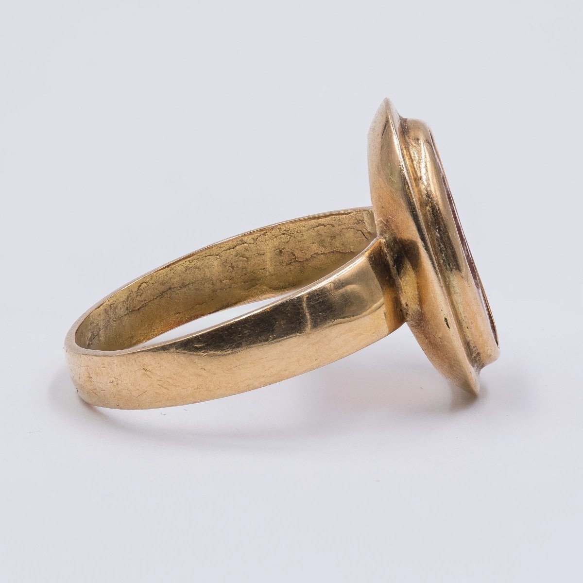 Vitage Ring In 18k Yellow Gold With Engraved Carnelian, 1950s-photo-2