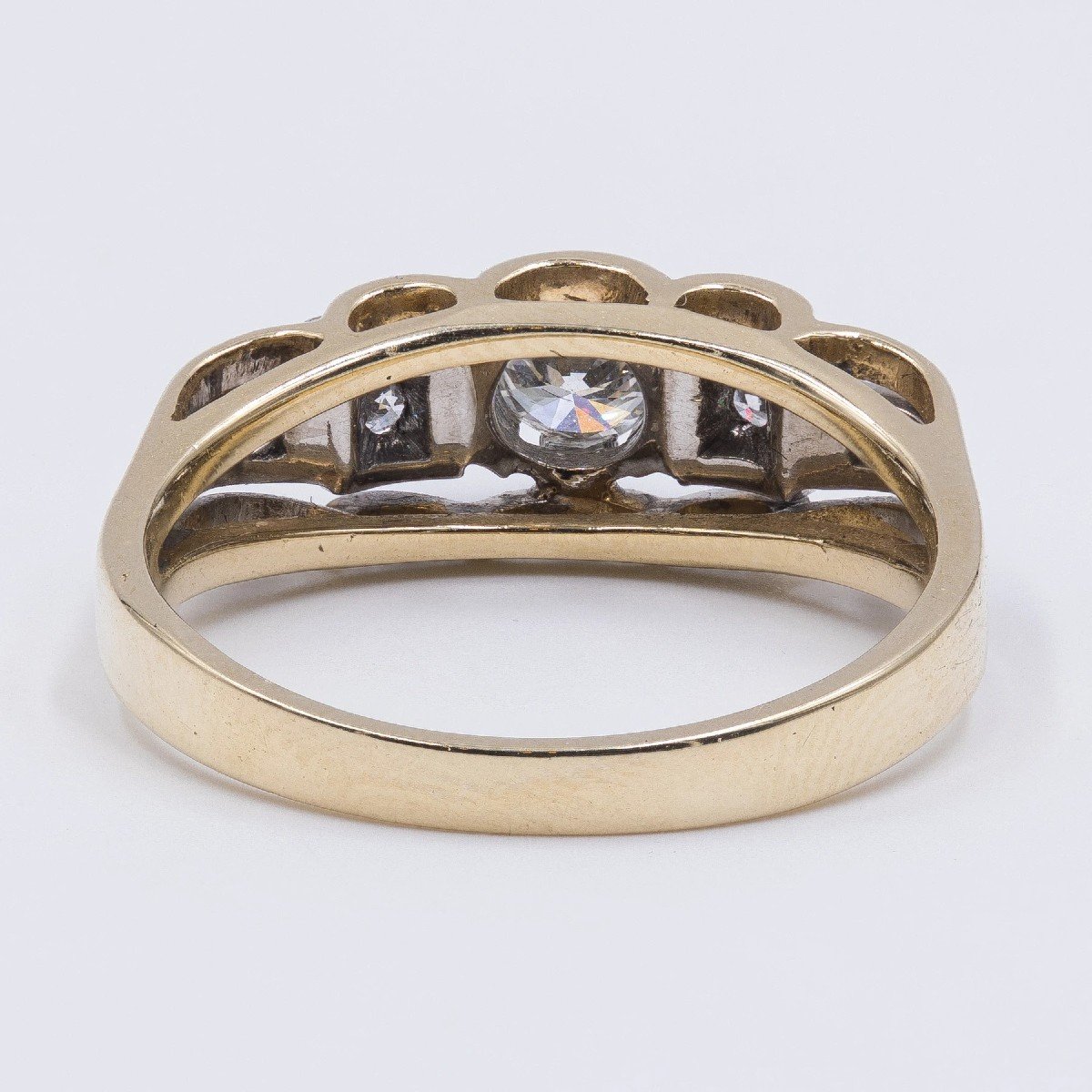 Vintage 14k Gold Ring With Brilliant Cut Diamonds (0.40 Ct)-photo-2