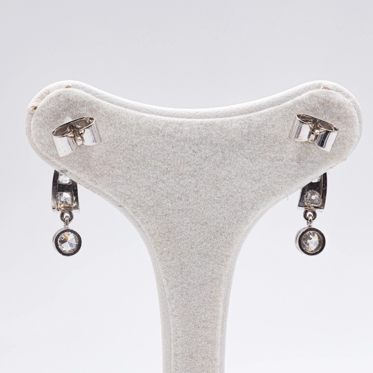 Platinum Earrings With Diamonds For A Total Of 1 Ct, 1960s-photo-2