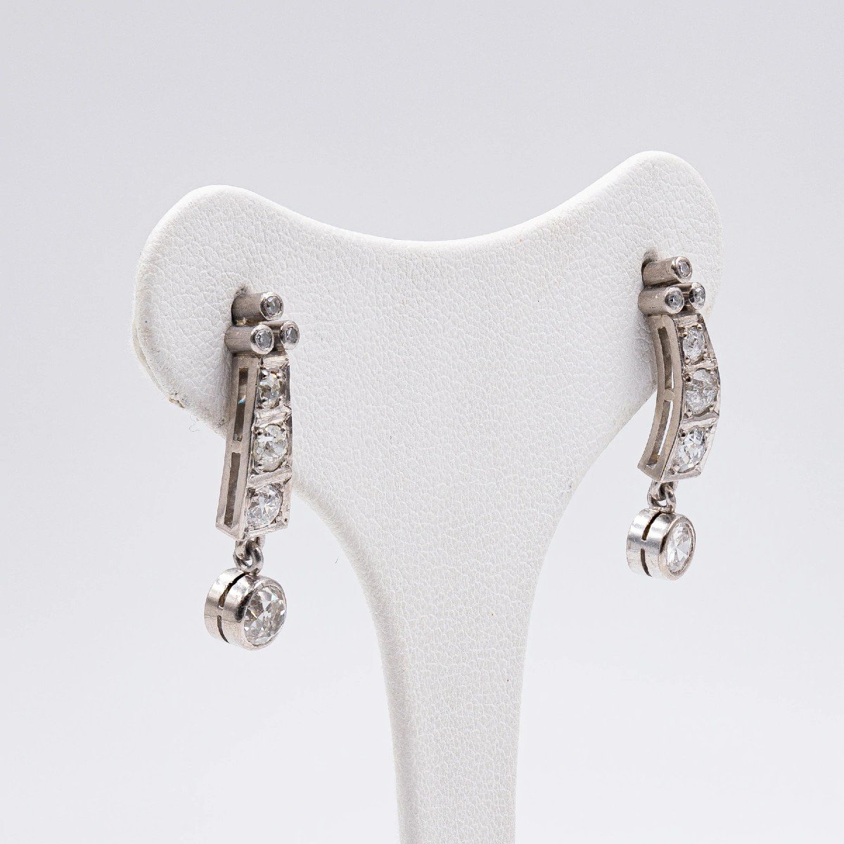 Platinum Earrings With Diamonds For A Total Of 1 Ct, 1960s-photo-4