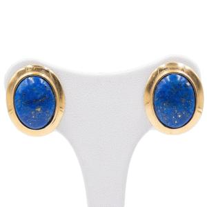 Boucles d'Oreilles Vintage En Or 18 Carats Et Lapis-lazuli