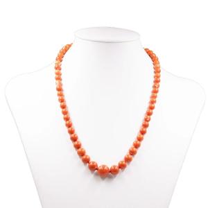 Collier De Corail Vintage Avec Sphères Dégradantes Et Susta Et Rubis En Or Jaune 18 Carats, Ann