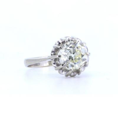 Bague Solitaire En Or 18 Carats Avec Diamant De 2.70 Ct, AnnÉes 40