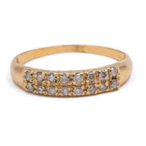 Bague Vintage En Or Jaune 18 Carats Et Diamants (0.16 Ct), 70