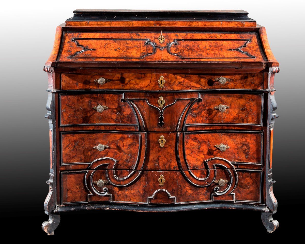 Chest Of Drawers Veneered In Walnut Lombardy Mid-18th Century-photo-2