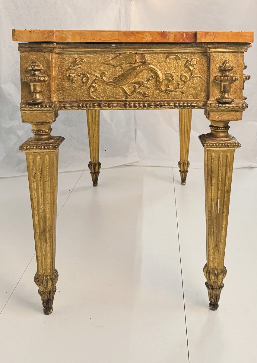 Console In Gilded Wood Rome Late 18th Century-photo-2