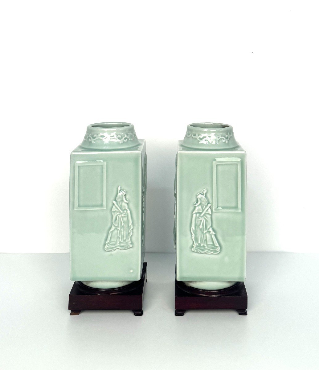 Pair Of Vases, China Qing Dynasty 19th/20th Century-photo-2