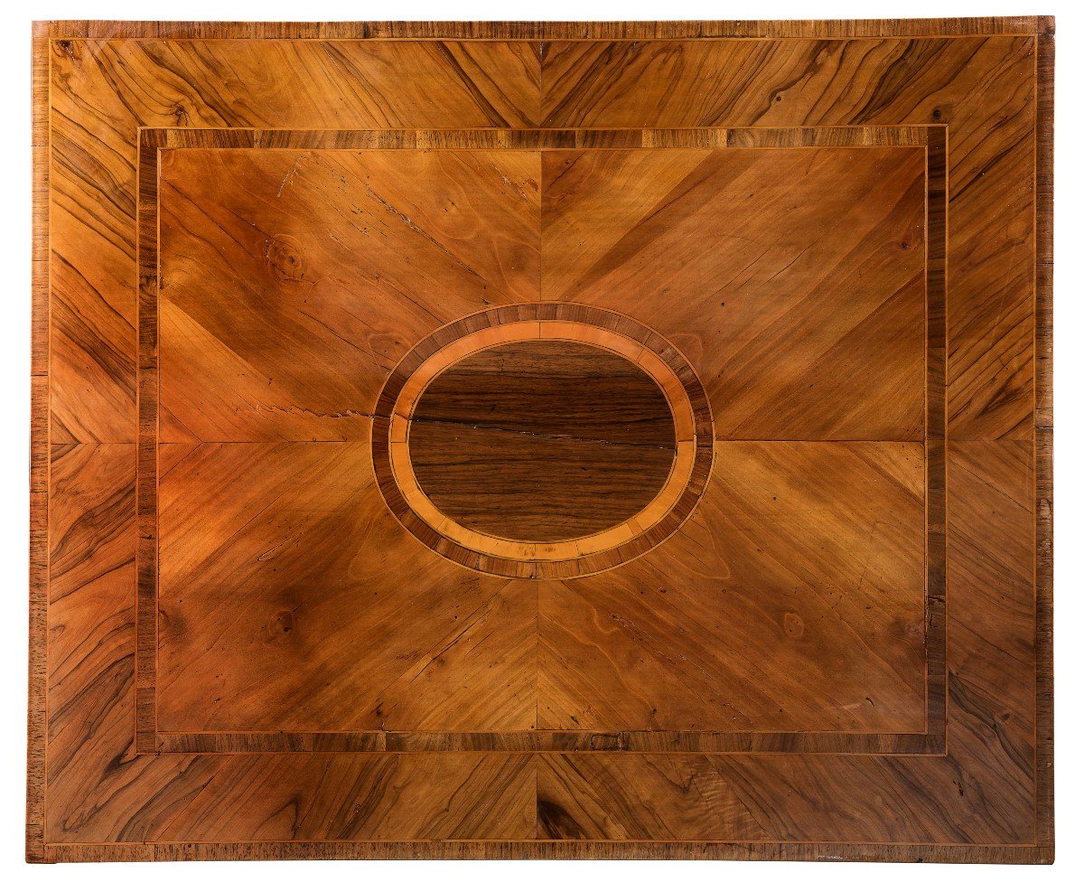 Small Table Veneered In Olive Wood And Inlaid In Different Woods, Tuscany, Late 18th Century.-photo-4