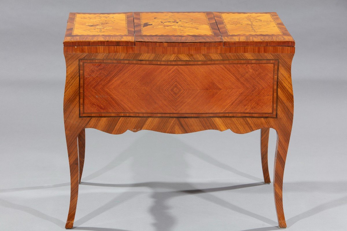 Dressing Table Veneered And Inlaid In Bois De Rose And Different Woods, France, 18th Century-photo-2