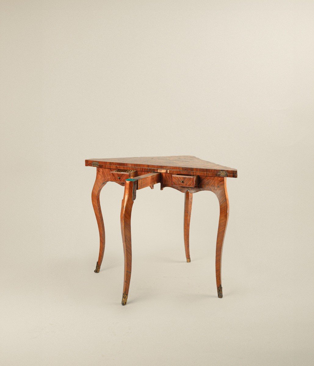 Folding Coffee Table Veneered In Bois De Rose, Genoa 18th Century-photo-2