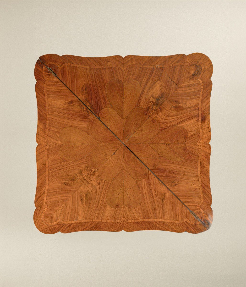 Folding Coffee Table Veneered In Bois De Rose, Genoa 18th Century-photo-4