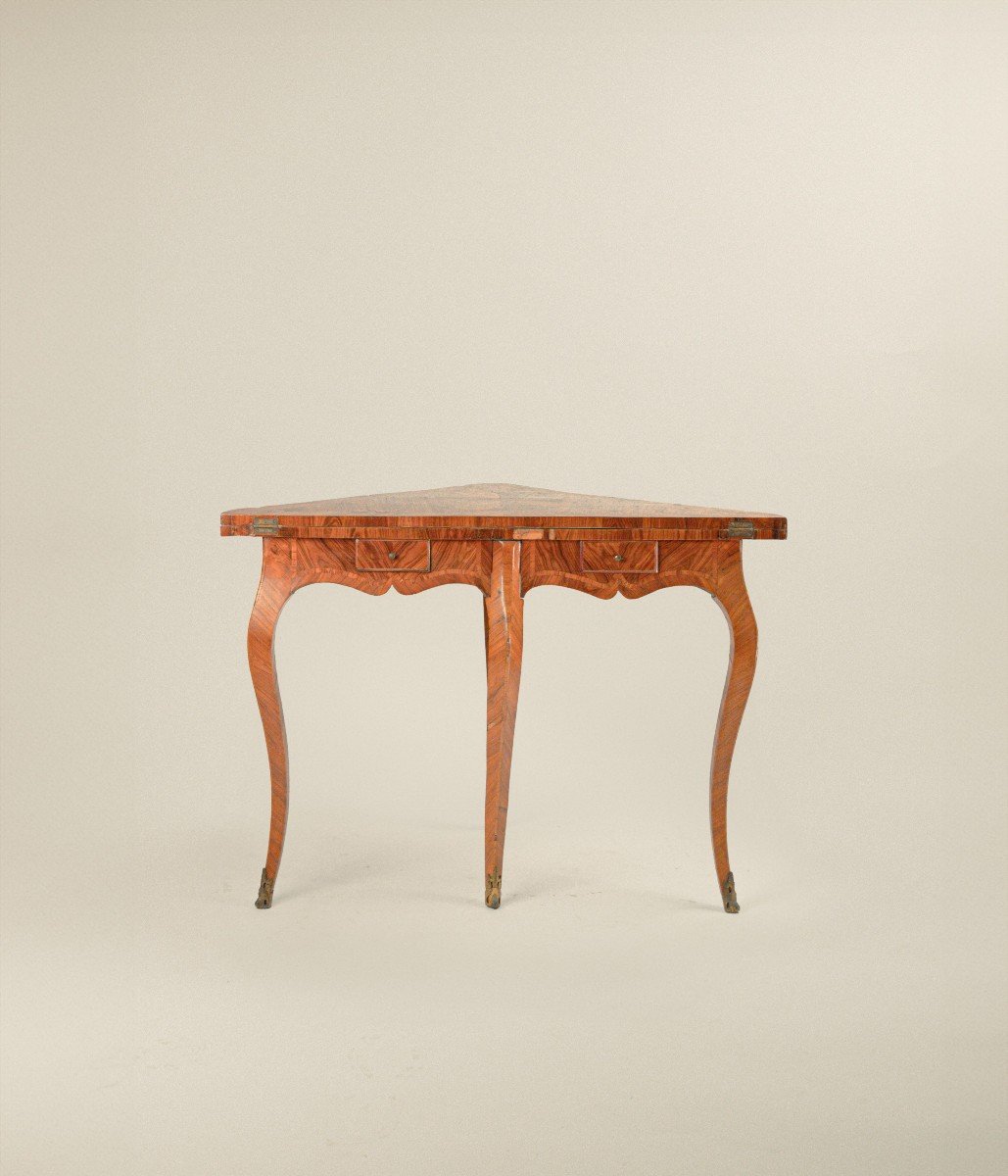 Folding Coffee Table Veneered In Bois De Rose, Genoa 18th Century-photo-1