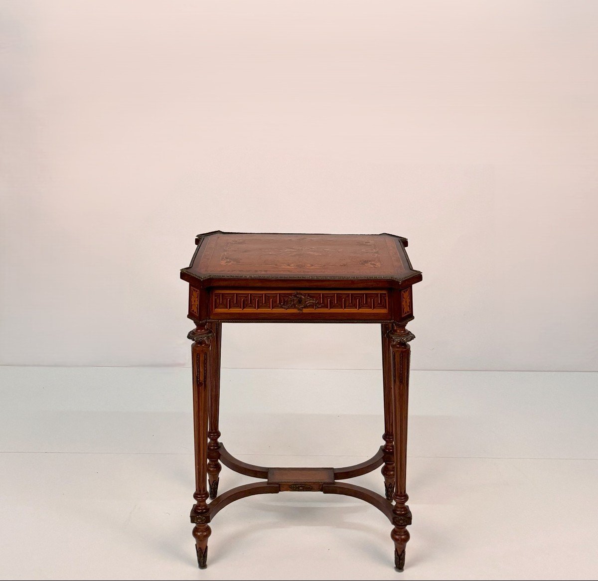 Small Dressing Table Inlaid In Different Woods, In Napoleon III Style, 19th Century-photo-4