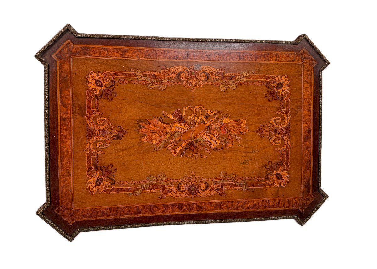 Small Dressing Table Inlaid In Different Woods, In Napoleon III Style, 19th Century-photo-1