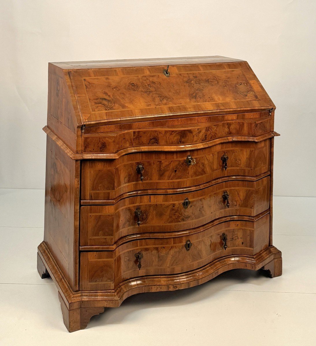 Flap Chest Of Drawers Veneered In Walnut And Walnut Briar, 18th Century Veneto-photo-3