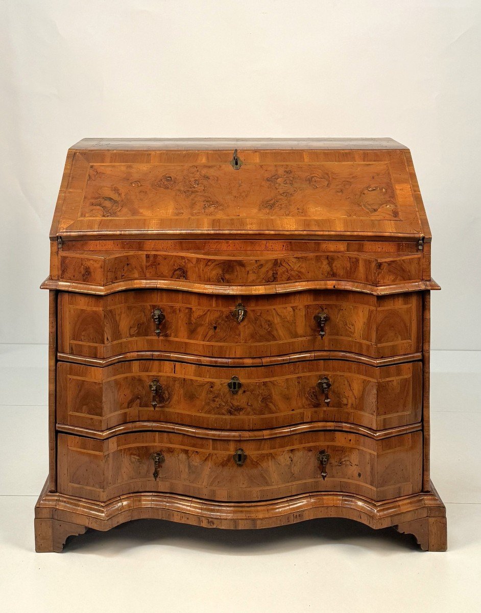 Flap Chest Of Drawers Veneered In Walnut And Walnut Briar, 18th Century Veneto