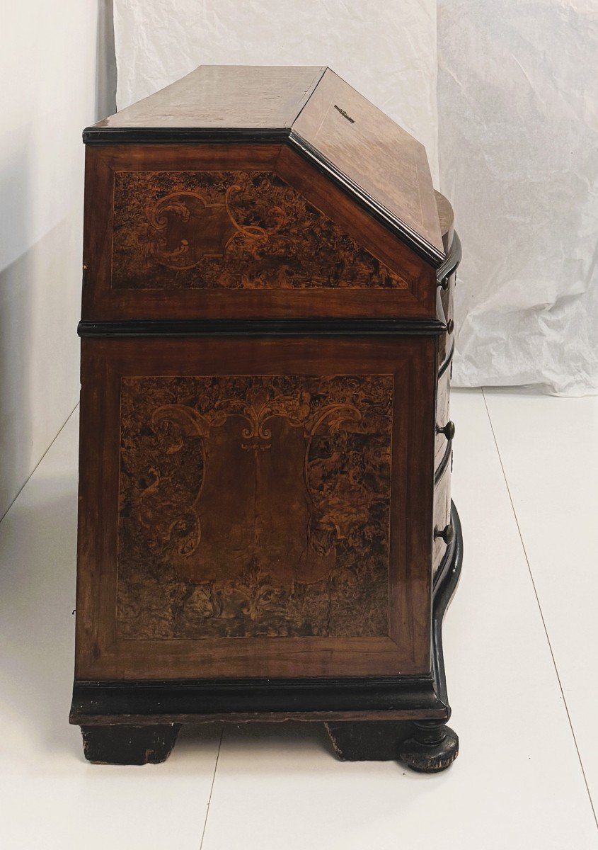 Chest Of Drawers Veneered In Poplar Briar And Inlaid With Fruit Wood,irst Half Of The 18th-photo-4