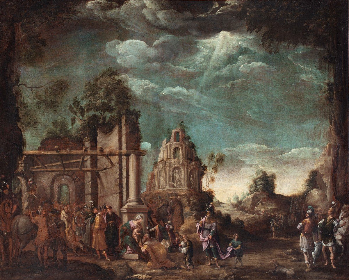 Domenico Carpinoni"adoration Of The Magi Among Classical Ruins"-photo-4