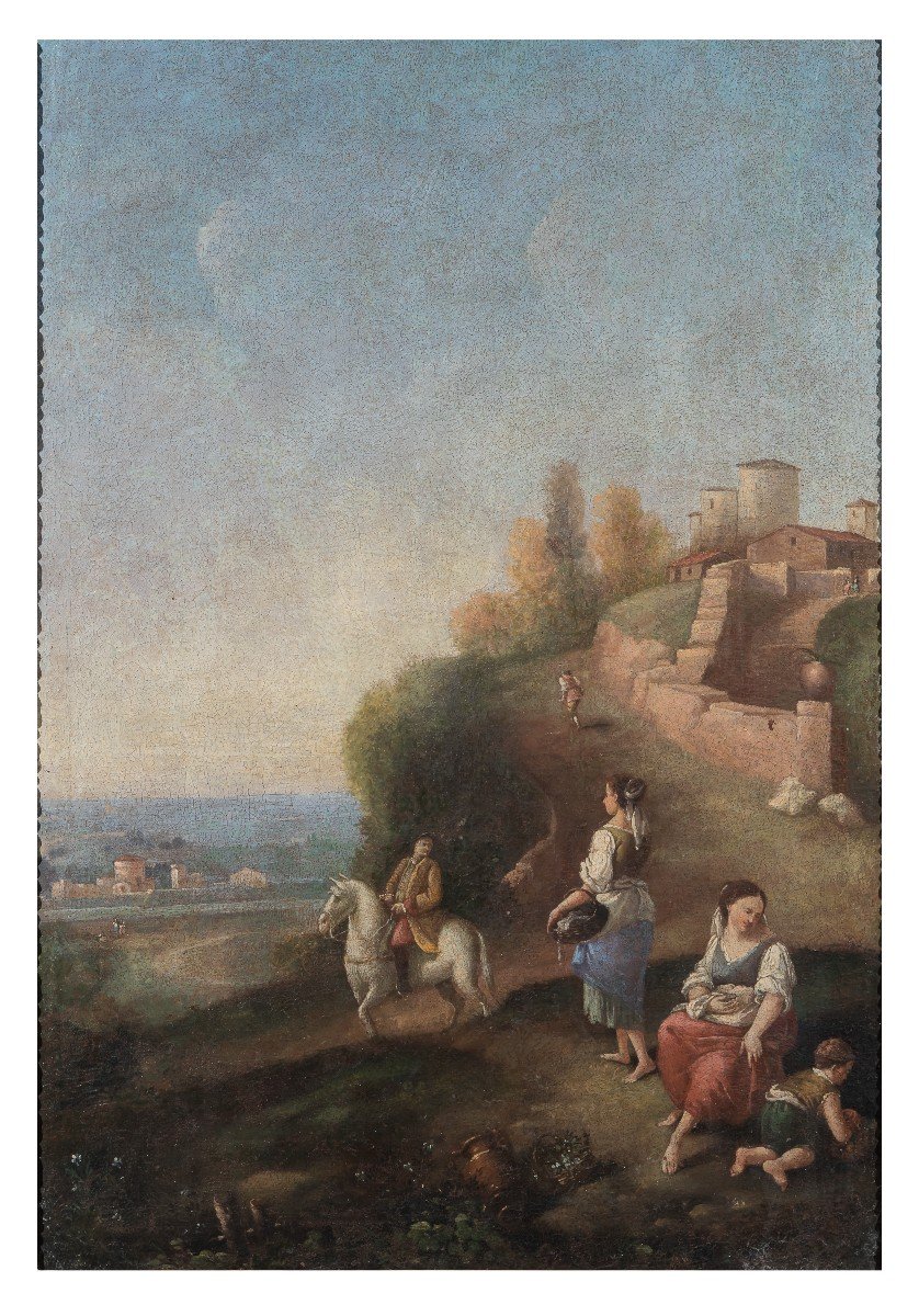 Anonymous, 18th Century, "landscape With Ruins And Shepherds"-photo-3