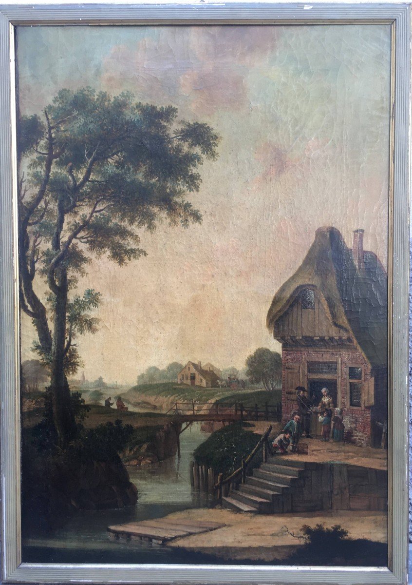 Northern European School Of The 18th Century,  Two Landscapes With Figures-photo-2