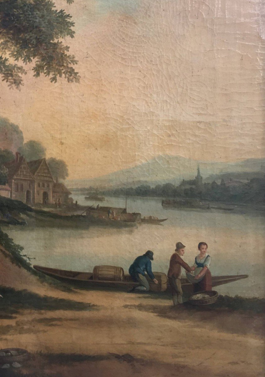 Northern European School Of The 18th Century,  Two Landscapes With Figures-photo-3