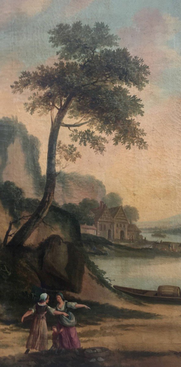 Northern European School Of The 18th Century,  Two Landscapes With Figures-photo-4