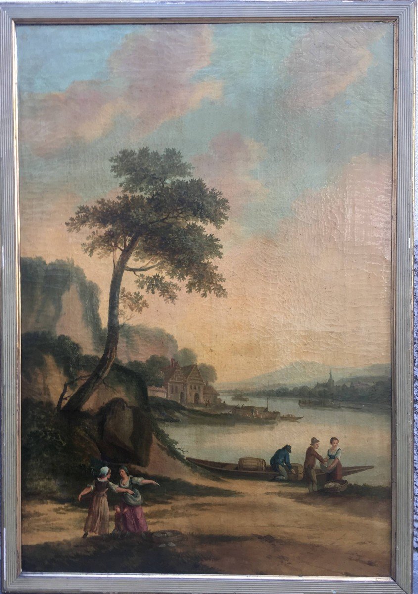 Northern European School Of The 18th Century,  Two Landscapes With Figures-photo-5