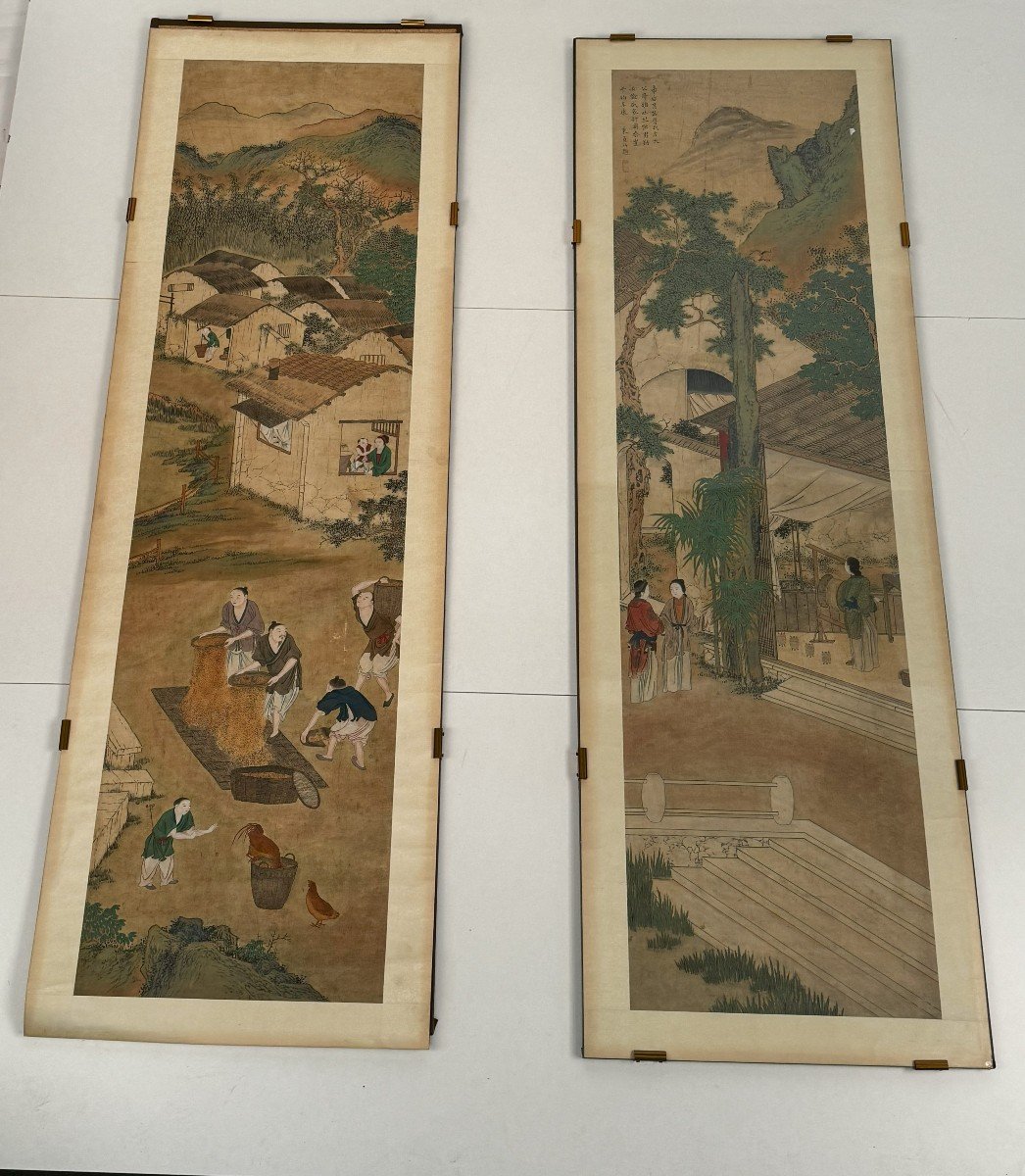 Pair Of Paintings, China, Qing Dynasty, 18th-19th Century