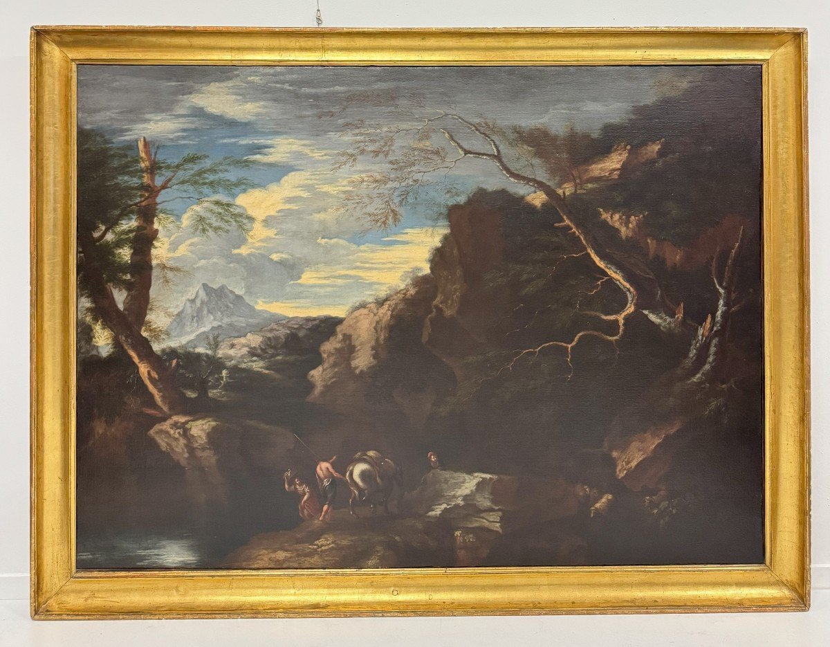 Bartolomeo Torreggiani "rocky Landscape With Figures"