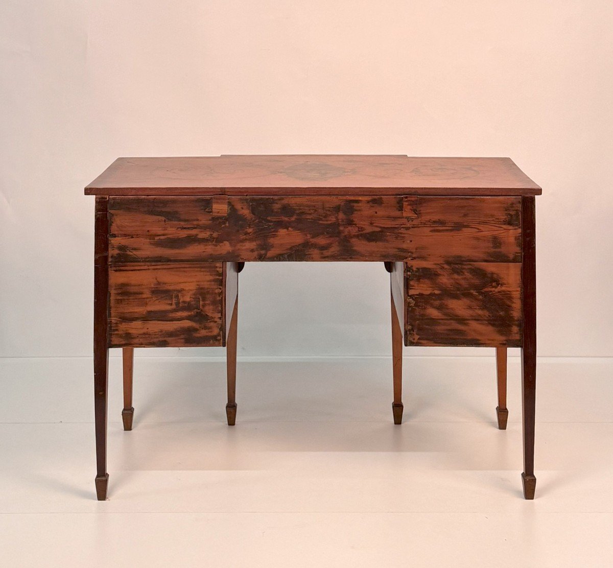 Satinwood Desk Painted In Polychrome, England, 19th Century-photo-1