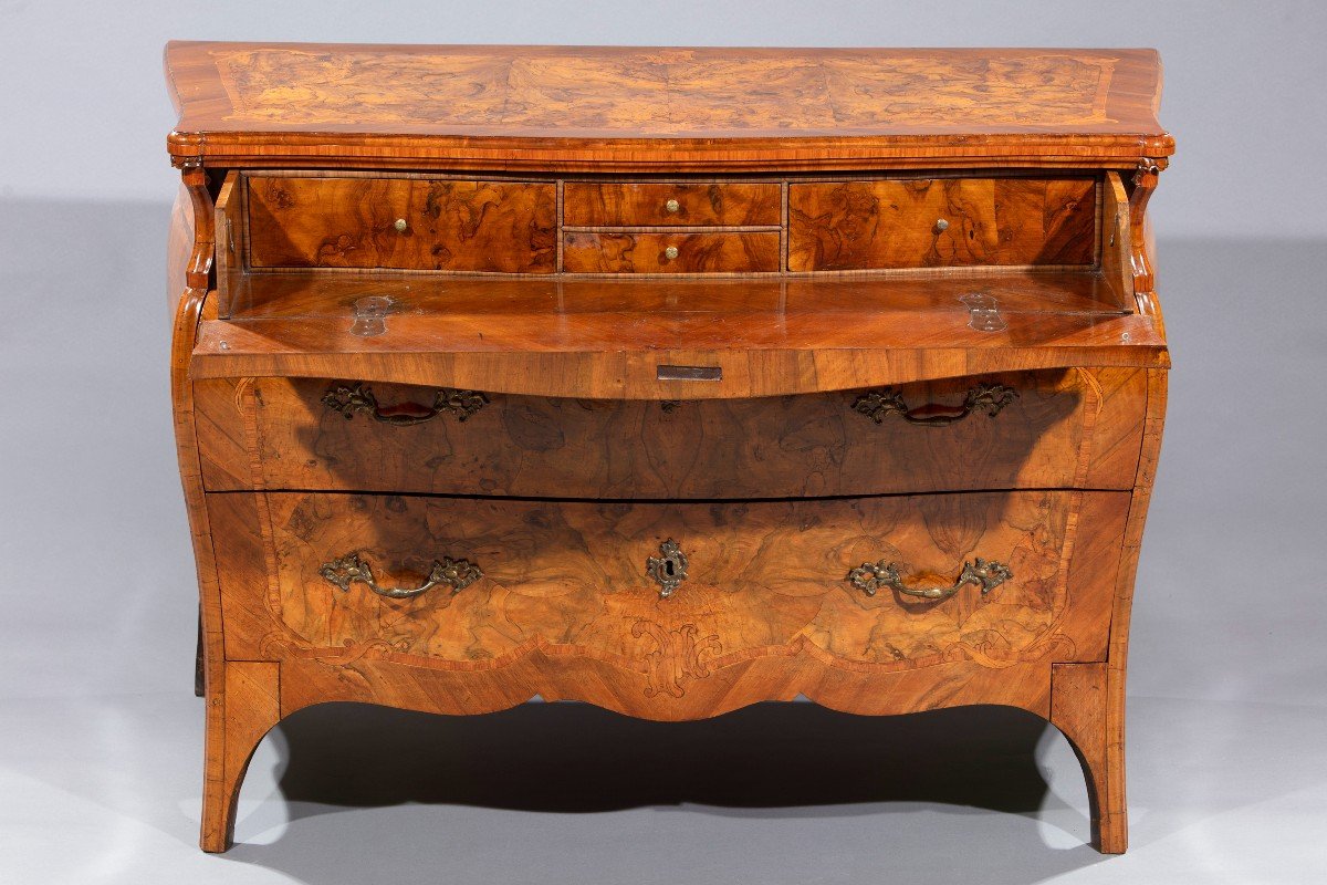  Commode En Placage De Noyer Et Bruyère De Noyer Lombardie Milieu Du XVIIIe Siècle-photo-1