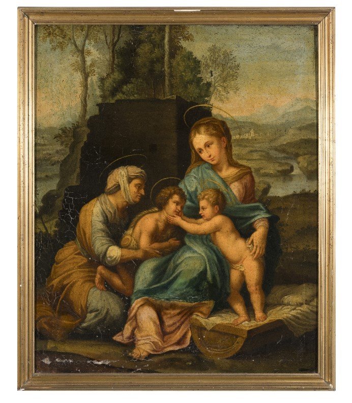 Italian School Of The 18th  Madonna And Child With Saint John The Baptist And Saint Elizabeth