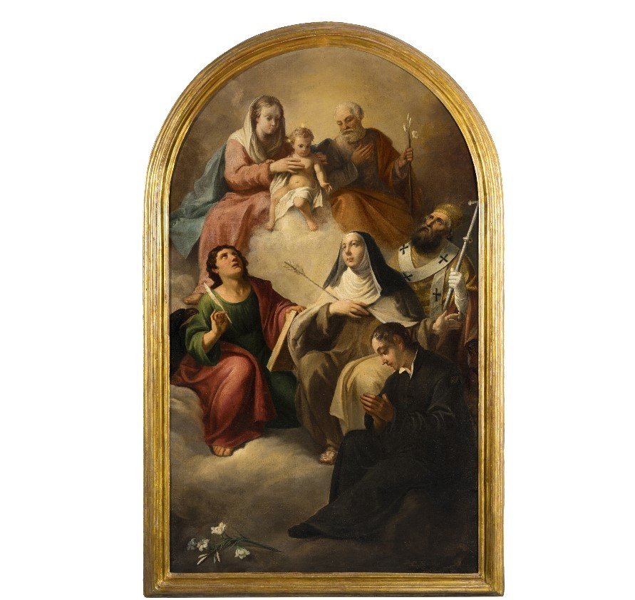 Lattanzio Querena , Attribué , Retable De La Sainte Famille En Gloire Avec Les Saints