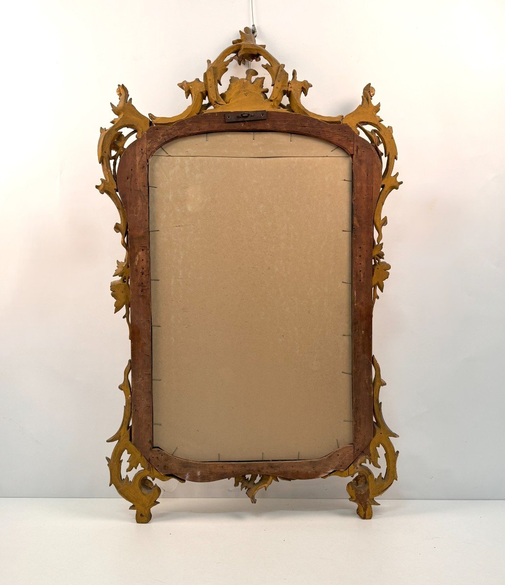 Mirror In Carved And Gilded Wood, Lombardy, 19th Century-photo-2