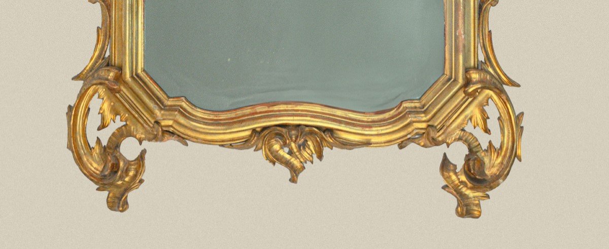 Mirror In Carved And Gilded Wood, Lombardy, 19th Century-photo-3