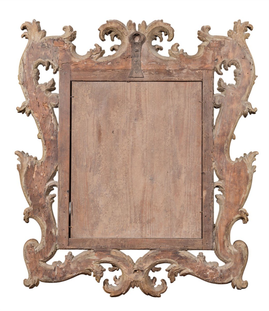 ébénisterie émilienne Du XVIIIe Siècle Miroir En Bois Sculpté Et Doré-photo-2