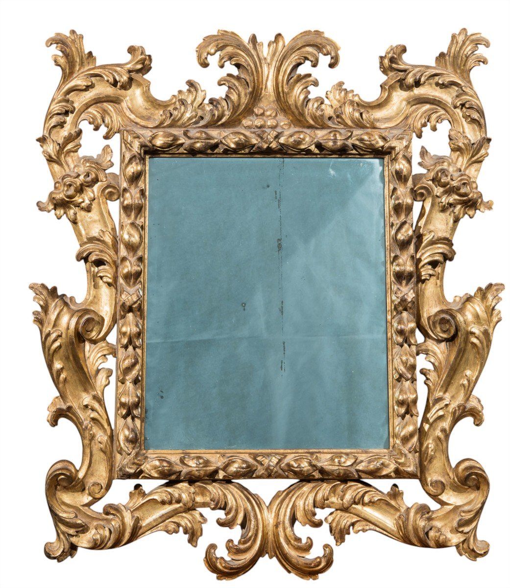 ébénisterie émilienne Du XVIIIe Siècle Miroir En Bois Sculpté Et Doré