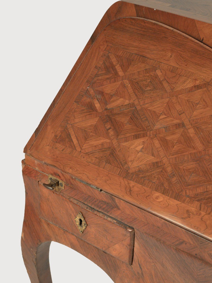 Proantic: Small Desk Veneered In Bois De Violette, Genoa, 18th Century