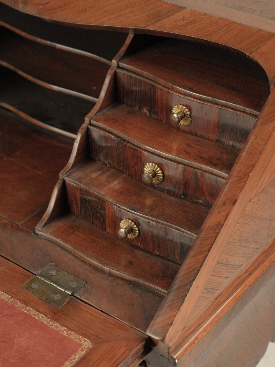 Petit Bureau Pliant En Placage De Bois De Violette, Gênes, XVIIIe Siècle-photo-2