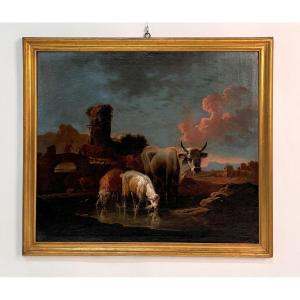 Anonymous 17th Century Landscape With Herds Watering